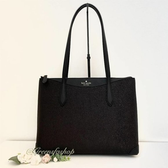 kate spade Handbags - Kate spade shimmy glitter tote shoulder bag black new